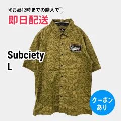 Subciety サブサエティ シャツ/ブラウス L カーキ コットン その他総柄 ミドル丈 半袖 レギュラーカラー メンズのサムネイル