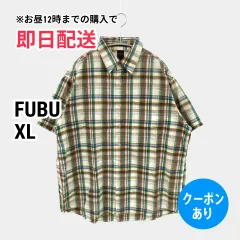 FUBU シャツ/ブラウス XL ブラウン コットン チェック柄 ミドル丈 半袖 レギュラーカラー メンズのサムネイル