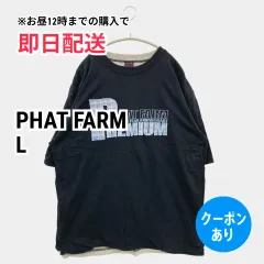 PHAT FARM ファットファーム Tシャツ/カットソー L ブラック 無地 前面プリント ミドル丈 半袖 クルーネック(丸首) メンズのサムネイル