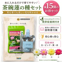 Coco’sshop 茶碗蓮の種15個 蓮の種 発芽処理済み オリジナル発芽促進剤・育て方説明書付き 花色MIX 白・ピンク・黄・赤 初心者向け 水生植物 ビオトープのサムネイル