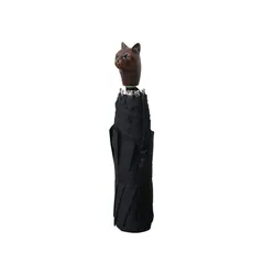 ギ ドゥ ジャン Guy de Jean 折りたたみ傘 Cat Animal Handle Folding Umbrella 晴雨兼用 UVカット 手開き フランス製 ブラック ユニセックス 高級感 上品 人気 ブランド おしゃれ 誕生日 プレゼント 送料無料のサムネイル