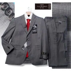 新品10.8万円 大手百貨店扱い 春夏『CERRUTI チェルッティ 伊製生地』Super130Sウール  織柄チェック スーツAB5灰(H) 1570091のサムネイル