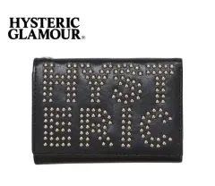 W HYSTERIC GLAMOUR ヒステリックグラマー ロゴ スタッズ トライフォールド ウォレット ブラックのサムネイル