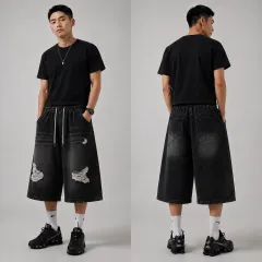 (セール) バミューダ ウォッシュ デニム ハーフパンツ(ブラックデニム)のサムネイル