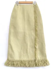 【222621】AURALEE オーラリー  WASHI BASKET 和紙　フリンジスカート マキシ丈 ※タグ付き  ・0 ライトイエローグリーンのサムネイル