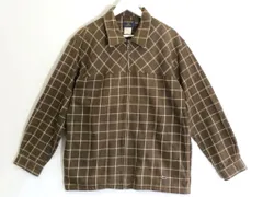 【228008】WOOLRICH ウールリッチ  シャツジャケット　ジップアップ　チェック柄　コットン　ロゴ メンズ  M ライトブラウンのサムネイル
