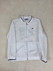 GUESS (ゲス) バッグ レタリング シースルー メッシュ ジップアップ ジャケット 白のサムネイル