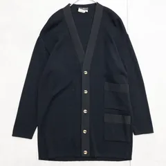Salvatore Ferragamo サルヴァトーレフェラガモ カーディガン ロング丈 ミラノリブ ヴァラリボン ウール ブラック イタリア製 レディース S b02429のサムネイル