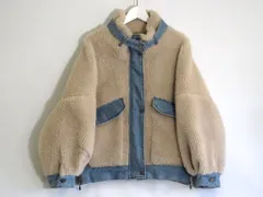 【227718】Cynical シニカル  ボア×デニム　オーバーサイズ ブルゾン　スタンドカラー  ・02 152-94028 ベージュ|ブルーのサムネイル