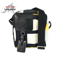 BALLY バリー ビジーB ブラック イエロー グレー シルバー金具 レザー/キャンバス ショルダーバッグ ポシェット メンズ 600748【中古】のサムネイル