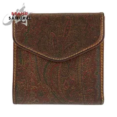 ETRO エトロ ペイズリー柄 ブラウン PVC N0699651 折財布 コンパクトウォレット レディース 602761【中古】のサムネイル