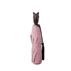 ギ ドゥ ジャン Guy de Jean 折りたたみ傘 Cat Animal Handle Folding Umbrella 晴雨兼用 UVカット 手開き フランス製 ピンク ユニセックス 高級感 上品 人気 ブランド おしゃれ 誕生日 プレゼント 送料無料のサムネイル