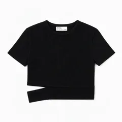 Bershka ベルシュカ ブラック クロップドT アシメのサムネイル