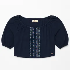 HOLLISTER ホリスター 刺繍ブラウス ネイビー Sのサムネイル