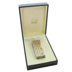 ダンヒル dunhill ローラー式 ガスライター 喫煙具 喫煙グッズ ロゴ ストライプ柄 火花確認済み ケース付き シルバーカラー ゴールドカラー /MW ■GY18のサムネイル