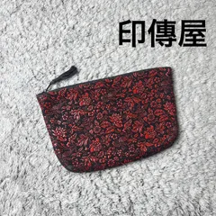 印傳屋 INDEN-YA ポーチ 通帳ケース 鹿革 漆 牡丹 鳳凰 赤 黒 総柄のサムネイル