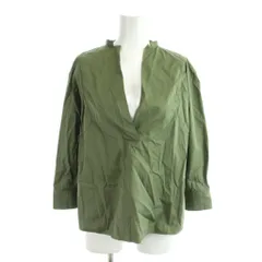 ジルサンダー JIL SANDER NAVY シャツ ブラウス 36 カーキ Vネック スタンドカラー 七分袖 JNWM6002A /AP ■GY70のサムネイル