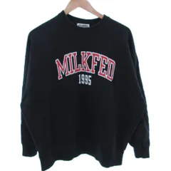 ミルクフェド MILKFED. スウェット トレーナー ONE SIZE 黒 ブラック 長袖 ラウンドネック ロゴプリント /MX ■GY99のサムネイル