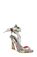 ナインウェスト レディース シューズ ヒール サンダル アンクル Nine West Kelsie Ankle Tie Sandal White Floral Print ホワイトのサムネイル