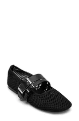 ダナ キャラン ニューヨーク レディース シューズ パンプス メッシュ DKNY Dade Buckle Strap Mesh Ballet Flat Black ブラックのサムネイル
