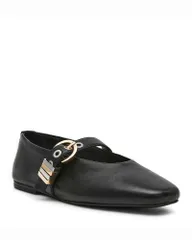 スティーブ マデン レディース シューズ パンプス STEVE MADDEN Womens Lucia Mary Jane Ballet Flats Black Leather ブラックのサムネイル