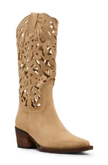 スティーブ マデン レディース シューズ ブーツ・レインブーツ カットアウト Steve Madden Albany Cutout Western Bootaupe Suede トープのサムネイル