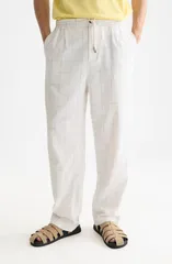 スコッチアンドソーダ メンズ ボトムス カジュアルパンツ プリーツ コットン リネン Scotch Soda Pleated Relaxed Straight Fit Cotton Linen Bleのサムネイル