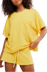 フリーピープル レディース トップス Tシャツ コットン Free People Staycation Oversize Cotton Blend TShirt Banana Citrusのサムネイル