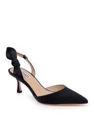 バッジェリーミシュカ レディース シューズ パンプス Badgley Mischka Womens Yuan Slingback Pumps Black Satin ブラックのサムネイル
