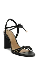アレッツォ レディース シューズ サンダル アンクル Arezzo Camilankle Strap Sandal Black Leather ブラックのサムネイル