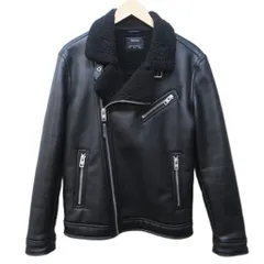 ベルシュカ Bershka ボンバージャケット フライトジャケット フェイクレザー 切替 裏ボア S 黒 ブラック 0404のサムネイル