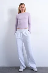 トップショップ レディース トップス シャツ Topshop Long Sleeve Curve Hem Top LILAC ライラックのサムネイル