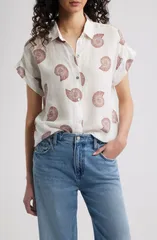 レイルズ レディース トップス シャツ プリント リネン Rails Farrah Shell Print Linen Blend Shirt SPIRAL SHELLSのサムネイル