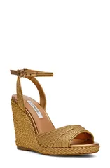 スティーブ マデン レディース シューズ ヒール サンダル アンクル Steve Madden Devin Ankle Strap Wedge Sandal Women BRONZE RAFFIAのサムネイル