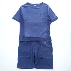 Champion 半袖 スウェット セットアップ ショートパンツ L インディゴ ブルー REVERSE WEAVE リバースウィーブのサムネイル