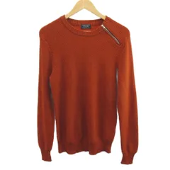 メンズビギ MEN'S BIGI ニット セーター ウール M オレンジブラウン 長袖 ラウンドネック ジップデザイン 鹿の子編み /GR ■ECA004のサムネイル