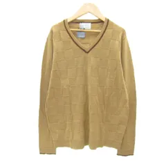 ジュンメン JUN MEN ニット カットソー 長袖 ブロックチェック柄 L ブラウン 茶 Vネック /SY52 ■GY59のサムネイル