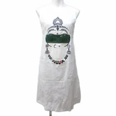 ミュウミュウ miumiu 05SS Archive ワンピース プリント パッチ ビジュー デザイン ノースリーブ ひざ丈 38 約S 白 ホワイト 1202のサムネイル