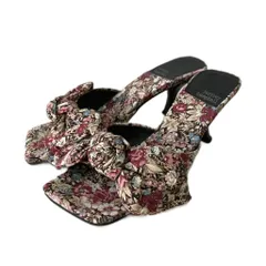 ジェフリーキャンベル Jeffrey Campbell 花柄 リボン ミュール サンダル 38 ピンク ■GY43のサムネイル