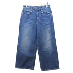 アレキサンダーワン ALEXANDER WANG ワイドデニムパンツ ジーンズ ヴィンテージ加工 ハイウエスト 27 インディゴブルー IBO87 0215のサムネイル