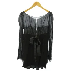 レッド ヴァレンティノ RED VALENTINO タグ付 フォーマル シャツ ブラウス レース 切替 シースルー 長袖 42 黒 ブラック 0520のサムネイル