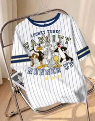 LOONEY TUNES TWEETY　トゥイーティー　Tシャツ　半袖　ユニフォーム風　ルーニーテューンズ　バッグス・バニー　タズマニアンデビル　ダフィー・ダック　練習着　ダンスレッスン着　ルームウェア　部屋着　ジム着　可愛い　アメコミ　レトロ　海外製品のサムネイル
