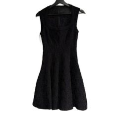 アライア ALAIA 美品 ワンピース ノースリーブ ラメ ひざ丈 黒 ブラック 40 約M