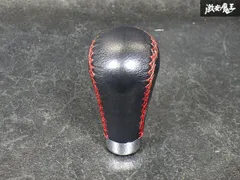 【破損無し！ 即発送】レザー＆レッドスティック スーパーロングシフトノブ  シフトノブ AT MT ブラック/レッド ツートンカラー 全長約95mmのサムネイル