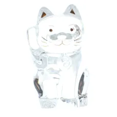 バカラ Baccarat 招き猫 まねき猫 ラッキーキャット 置物 インテリア小物 ガラス クリア /MW ■GY18のサムネイル