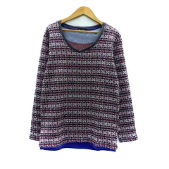 メンズメルローズ MEN'S MELROSE ニット セーター Vネック 長袖 総柄 マルチカラー 赤 レッド /HO31 ■ECA004のサムネイル