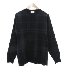 ムッシュニコル monsieur NICOLE ニット セーター 50 黒 ブラック チェック柄 クルーネック 長袖 /NL ■GY74のサムネイル