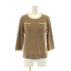 ランバン LANVIN ニット セーター ウール 38 ラメ 茶色 ブラウン 七分袖 ラウンドネック 胸ポケット /DUのサムネイル