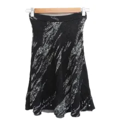 ビーシービージーマックスアズリア BCBGMAXAZRIA フレアスカート シルク 小さいサイズ XXS 黒 ブラック 総柄 ひざ丈 /YS46 ■ECA002のサムネイル