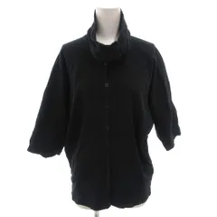 ミーイッセイミヤケ me ISSEY MIYAKE シャツ ブラウス ハイネック シワ加工 半袖 薄手 黒 ブラック /FFのサムネイル